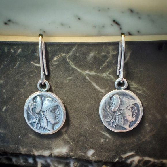 VTG | Silver-Tone Roman Coin Style Earrings - Picture 2 of 5